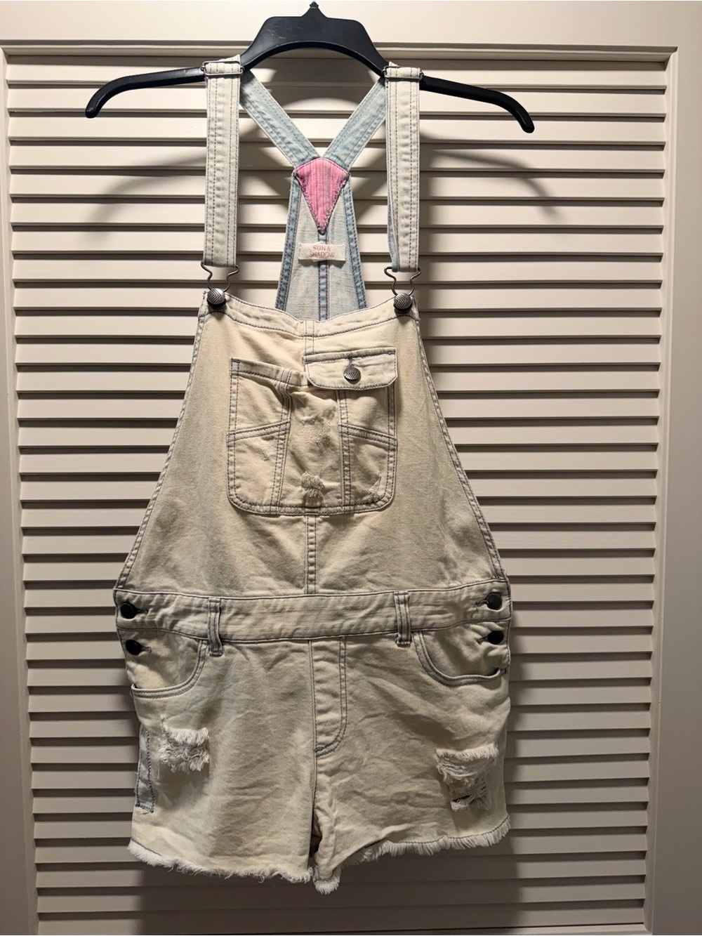 Sun & Shadow Light wash- Denim Short Overalls - Picture 2 of 4